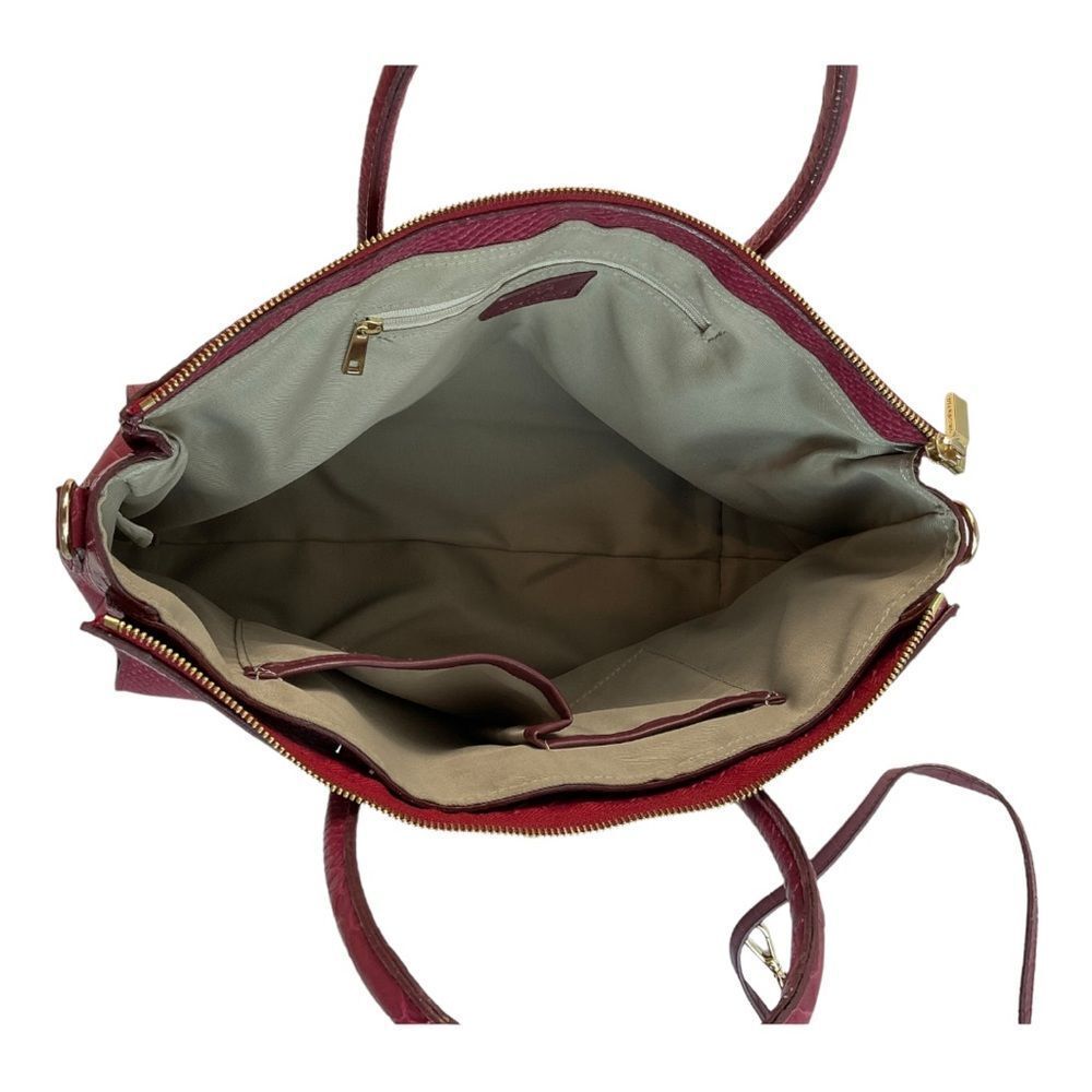 GUNAS NEW YORK Women's HERMIT Burgundy Vegan Leather Double handle Handbag. - Picture 11 of 13